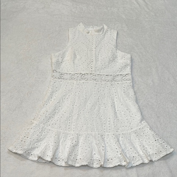 Altar'd State White Ruffled Tiered Mini Dress Size M - Picture 5 of 16